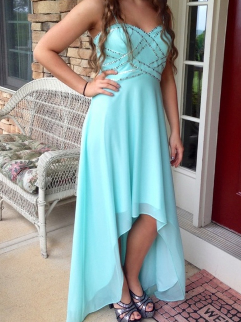 NWT Cache Aqua High-Low Prom Dress with Beaded Bodice 👗 6